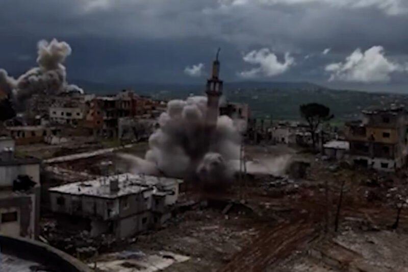 Israeli forces blow up mosque minaret in southern Lebanon | Israel attacks Lebanon