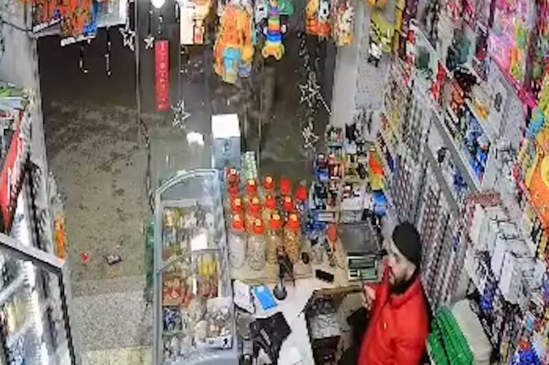 Moment Israeli soldier throws stun grenade at shop near Ramallah | Newsfeed