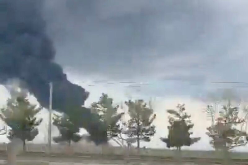 Smoke rises over Mashhad, Iran, following strike near airport
